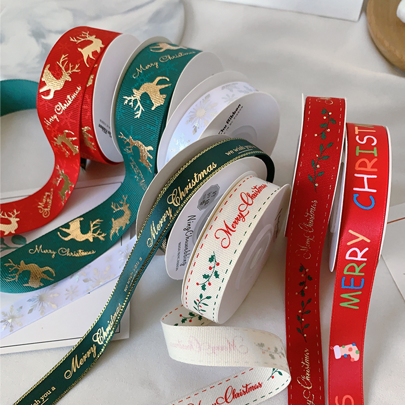 2025圣诞节礼物包装彩带缎带花束diy手工装饰带织带绸带圣诞丝带