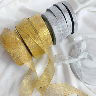 金银葱带鲜花蛋糕红烘焙丝带礼品盒绑花带蝴蝶结丝带diy材料缎带