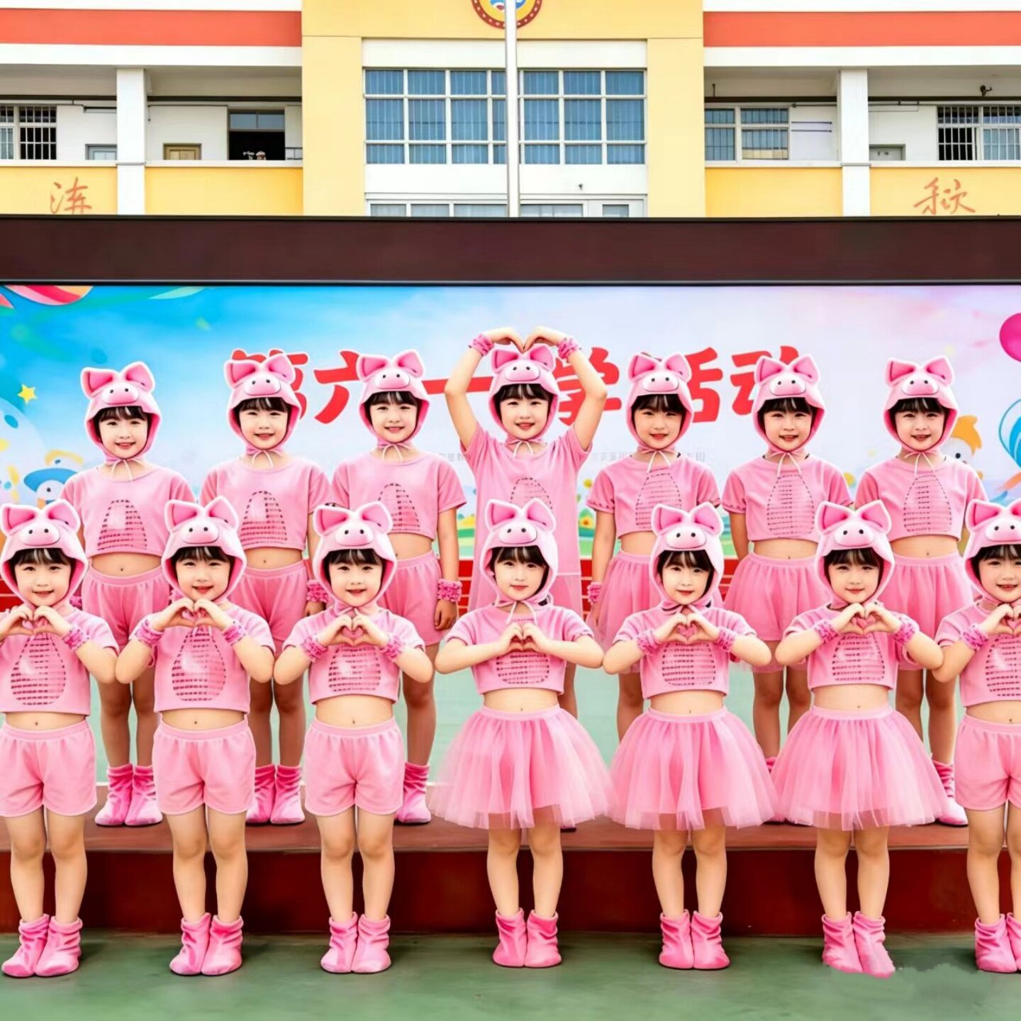 小猪吃饱饱舞蹈服幼儿园卡通可爱猪宝宝三只小猪六一儿童动物服装