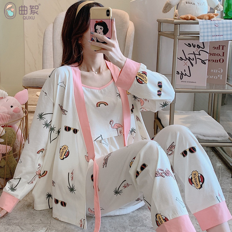 月子服春秋冬季纯棉产后哺乳孕妇睡衣10月份12喂奶三件套11家居服