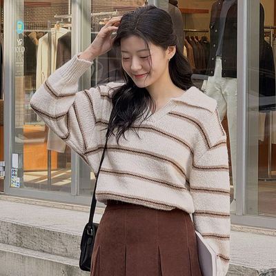 六1125韩国正品70152 针织衫区洋气春季经典通勤流行纯色英伦正品