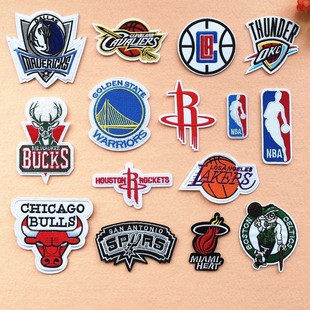 NBA球队标志勇士雄鹿骑士雷霆湖人马刺绣布贴衣服徽章补丁贴熨烫