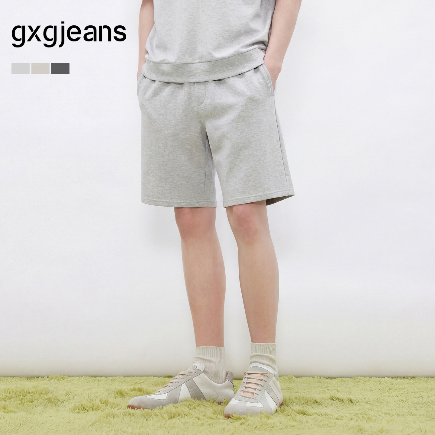 gxgjeans男装 多色基础纯色宽松简约休闲男裤短裤男生 26夏新品