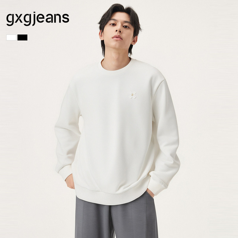 gxg.jeans男装   多色胸口趣味图案休闲基础圆领卫衣男 春秋热销