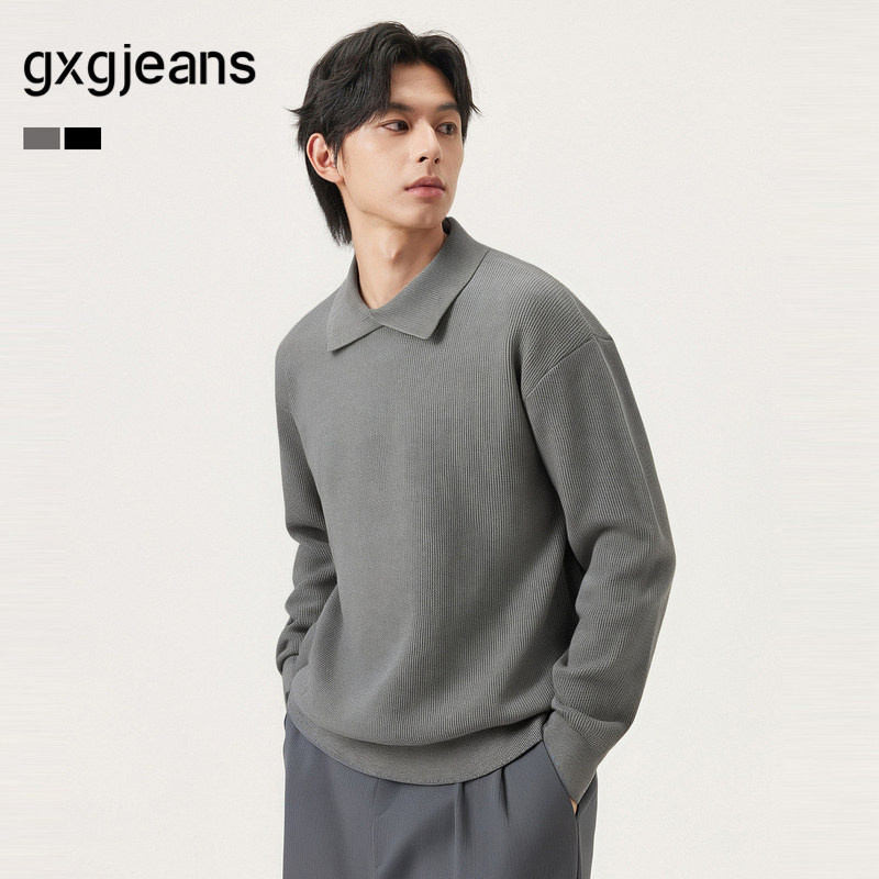 gxg.jeans男装 多色基础纯色基础翻领毛衣线衫上衣 秋冬热销