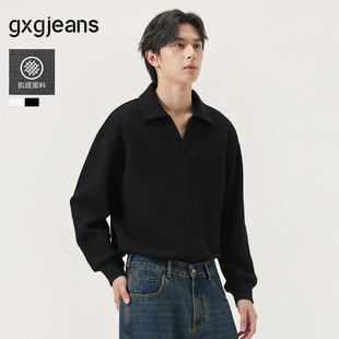 25年秋新品 gxg.jeans男装 多色肌理感简约休闲翻领卫衣男生上衣
