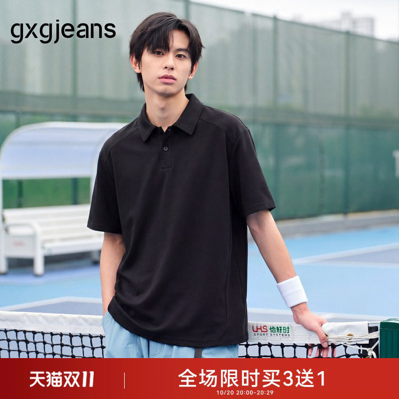 gxgjeans男装  肩部分割设计简约通勤翻领短袖polo衫男 26夏新品