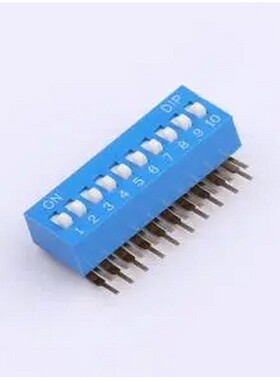 DA-10-B 拨码开关2.54mm间距,弯脚90度侧插 蓝色 10PIN/位 高推