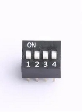 DS-04-K-T 4位 2.54mm间距 宽体黑色顶拨 DIP拨码开关 管装 插件,