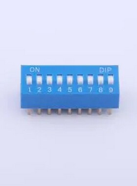 TA-09R 拨码开关蓝色09P-180度 间距2.54mm 立式直插正拨平拨9位D