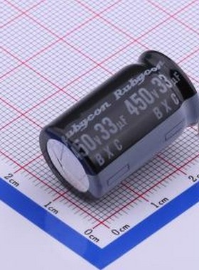 450BXC33MEFCRI16X25 直插铝电解电容 33uF ±20% 450V 插件,D16x