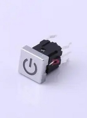 K6-6163D02 红色带灯开关 正方形电源帽 插件 轻触开关