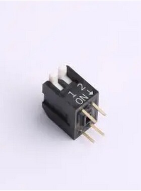 DP-02-K-T 2位 2.54mm间距 宽体黑色侧拨 DIP拨码开关 管装 插件,