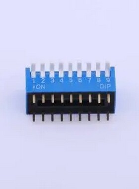 TE-09R 拨码开关蓝色09P-180度 间距2.54mm 立式直插侧拨琴键式9