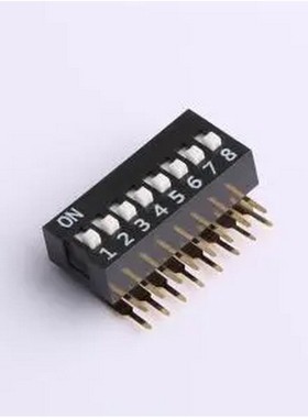 DA-08-K-T 8位 2.54mm间距 宽体黑色 直角型DA系列拨码开关 插件,