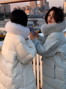 羽绒服女中长款白鸭绒韩版时尚洋气加厚保暖宽松显瘦冬季新款外套
