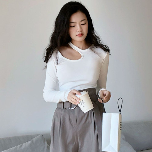 小众棉质长袖亲肤弹力针织衫女