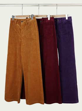 复古经典灯芯绒阔腿裤显瘦气质百搭休闲直筒长裤子2025年冬季女装