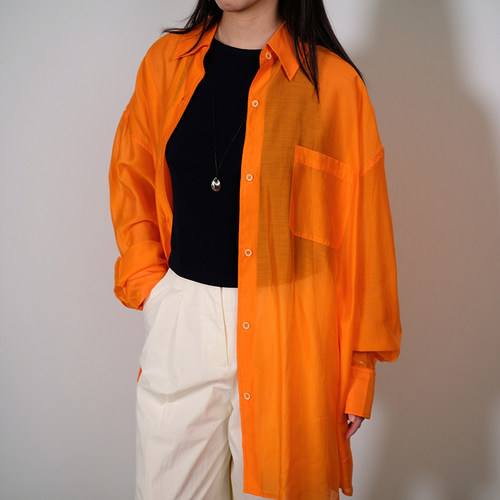 夏季彩色薄款衬衫宽松防晒上衣女