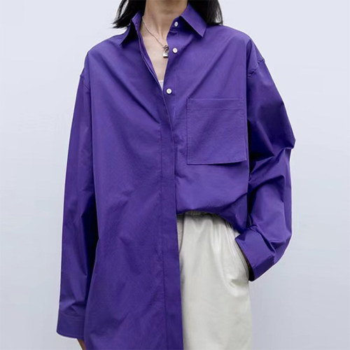 小众原创设计宽松长袖纯棉衬衫