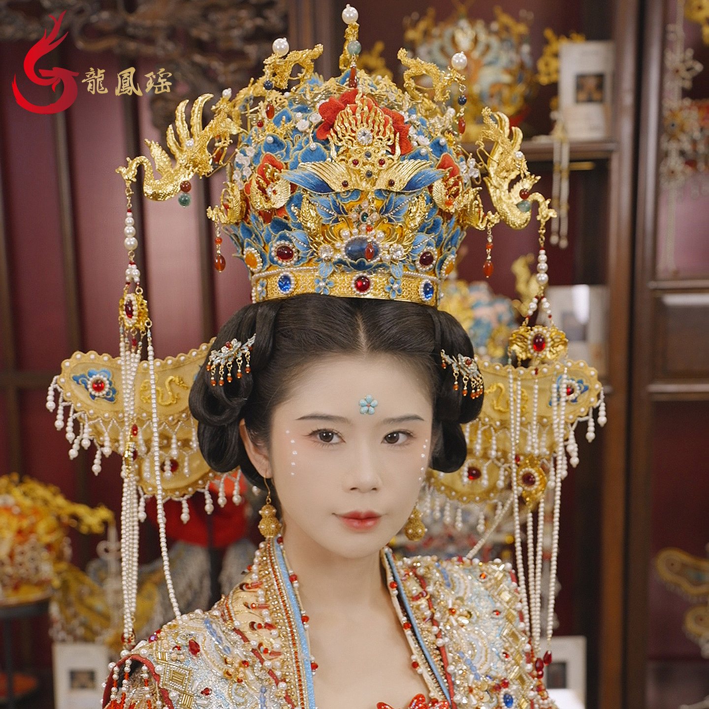 龙凤瑶原创明制头饰凤冠婚冠中式婚礼汉服婚服发冠奢华重工手工