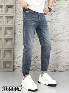 牛仔裤 弹力男生浅蓝色时尚 长裤 小码 HLN2025年夏季 27码 薄料修身