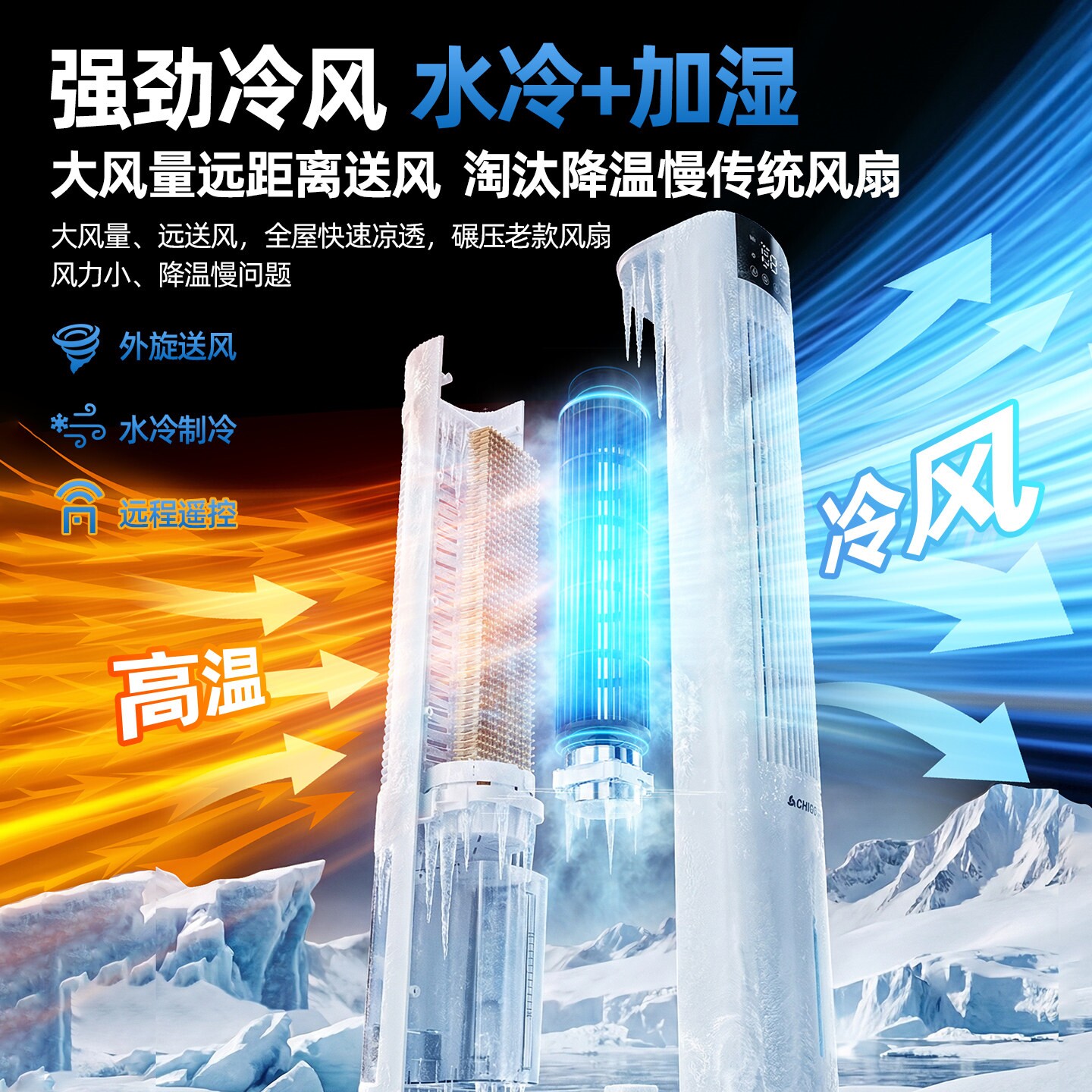 志高家用水冷塔扇落地扇立式静音