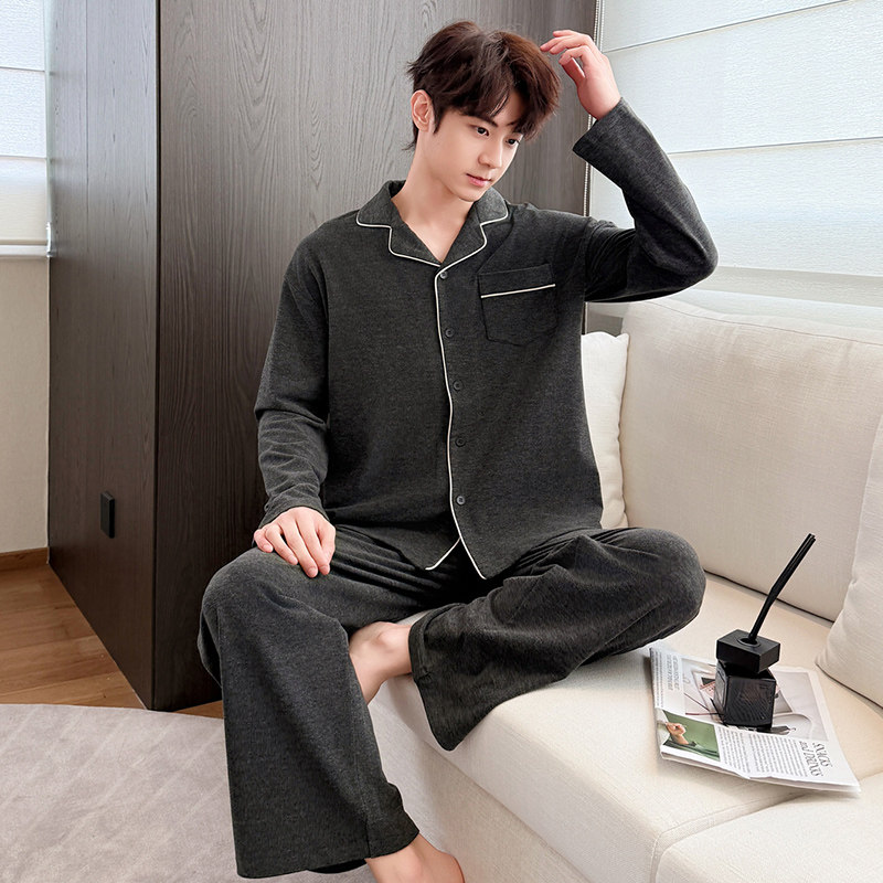 秋冬新款羊绒蚕丝男士套装简约轻睡衣/家居服套装