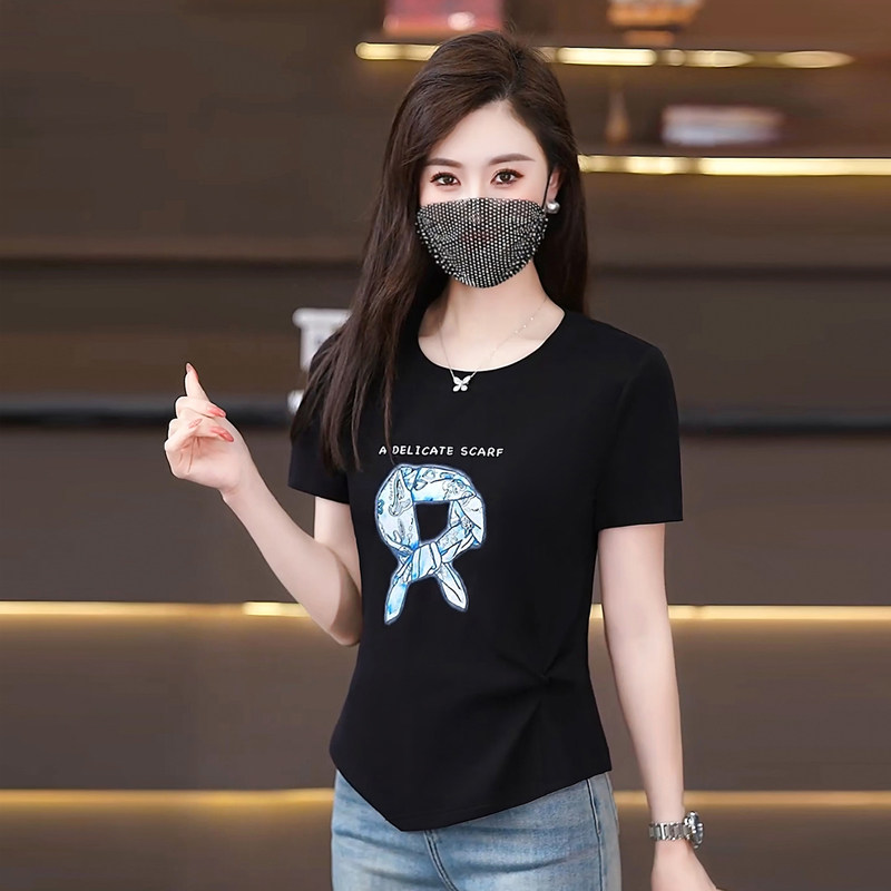 夏季休闲印花修身显瘦短袖T恤女