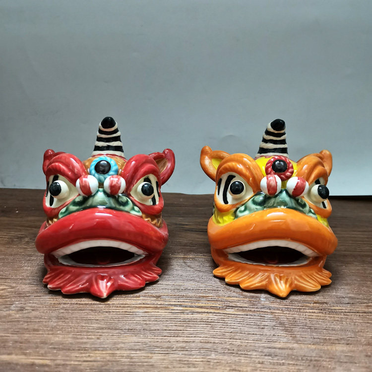 陶瓷醒狮狮头开业新房乔迁礼品图片