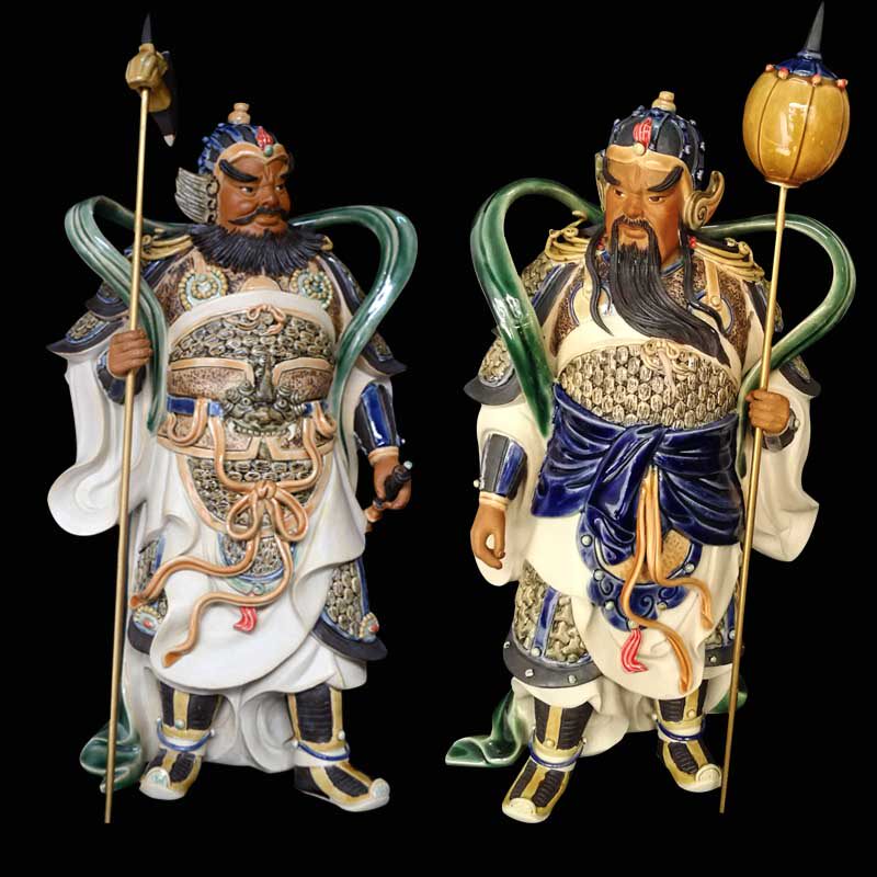 石湾公仔陶瓷门神秦琼尉迟恭摆件玄关佛像供奉镇宅家居寺庙摆设
