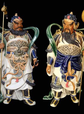 石湾公仔秦琼尉迟恭镇宅寺庙佛像