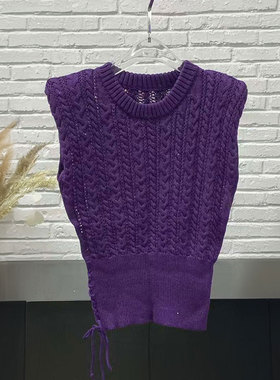 BBLY欧洲站小众英伦风圆领宽松收腰坎肩背心上衣无袖冰丝针织衫女