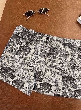 BBLY欧洲站小众南油高端丛林提花腰带装饰包臀裙动物印花半身裙女