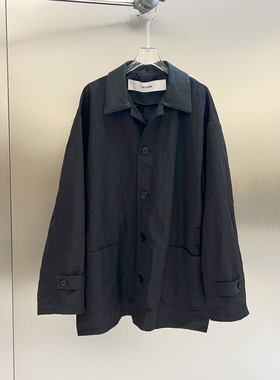 BBLY欧洲站小众FANLEONA环保皮领廓形夹克衫宽松中长工装百搭外套