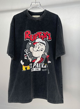 BBLY欧洲站小众RUITIXI南油高端大力水手卡通上衣印花休闲短袖T恤