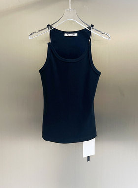 BBLY欧洲站新款小众金属肩带吊带背心高弹螺纹面料性感U领上衣女