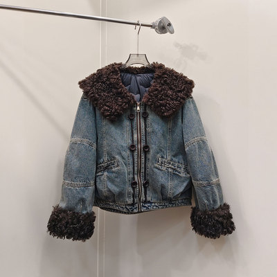 BBLY欧洲站小众HELMCH深圳南油牛仔派克服羽绒服牛仔派克服外套女