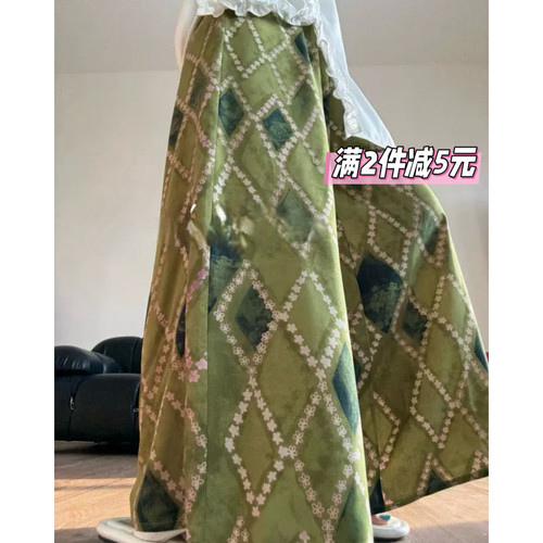 棉绸裙裤-休闲裤夏季宽松百搭人造棉带双口袋大脚裤子裙裤女大码