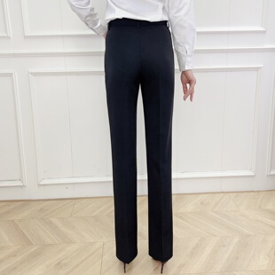 工商银行黑色职业工作裤女 高腰修身 银行通勤正装制服西装裤