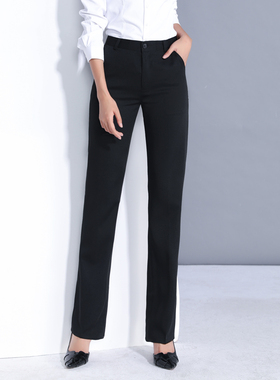 佩倪西裤女职业中腰秋邮政工作裤服西装工服制服裤子黑色直筒网纹