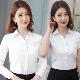 女韩版 修身 正装 新款 上衣 衬衣服职业装 黑色白衬衫 工装 夏薄款 短袖