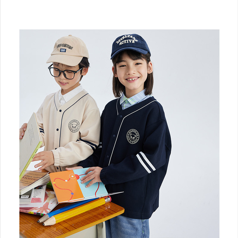 漫画家潮趣童装中大童针织开衫复古学院风儿童百搭上衣