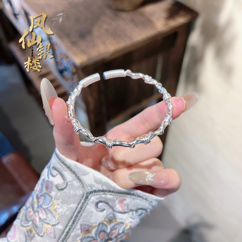 足银999.9国风缠绕手镯送礼