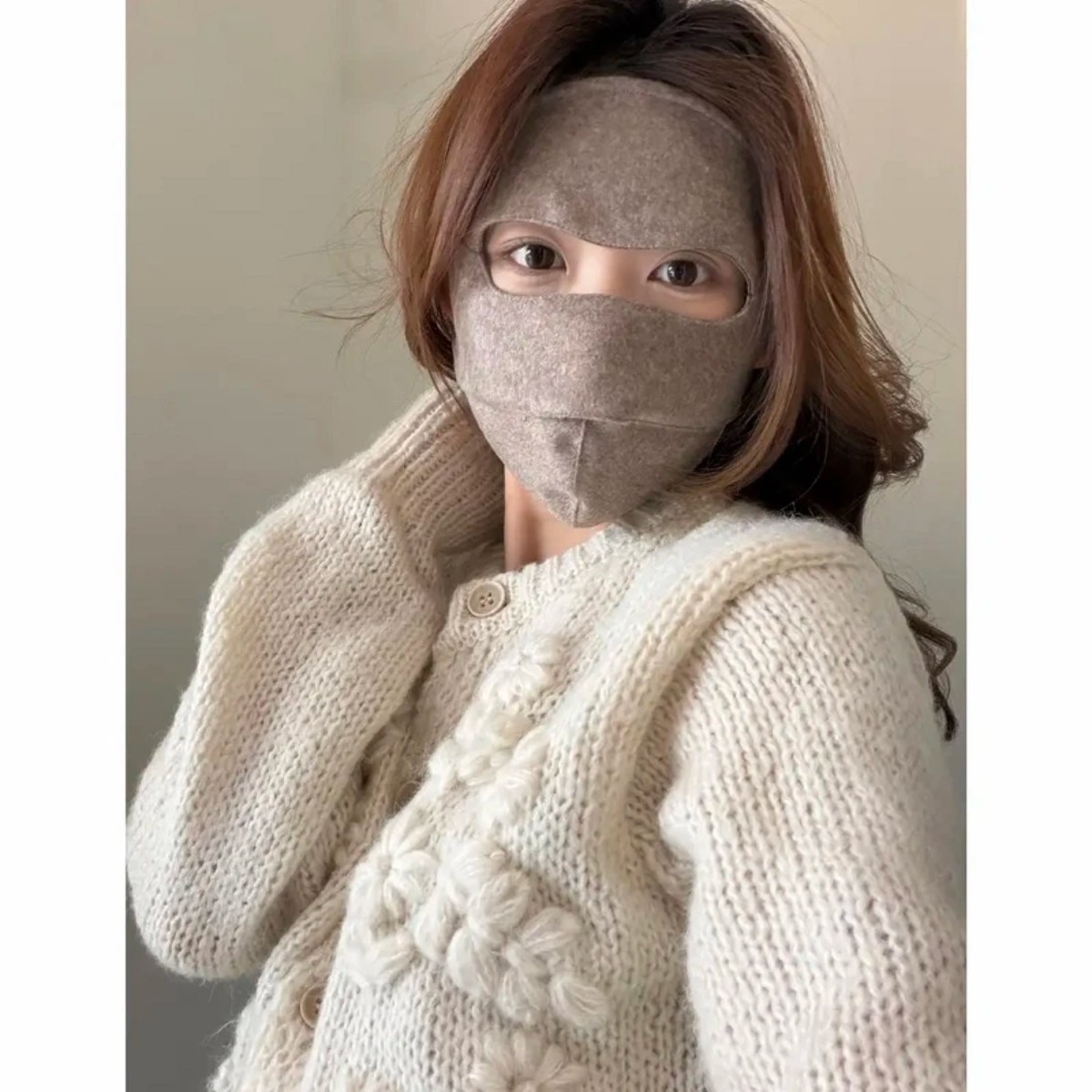 秋冬真丝羊毛全脸保暖面罩