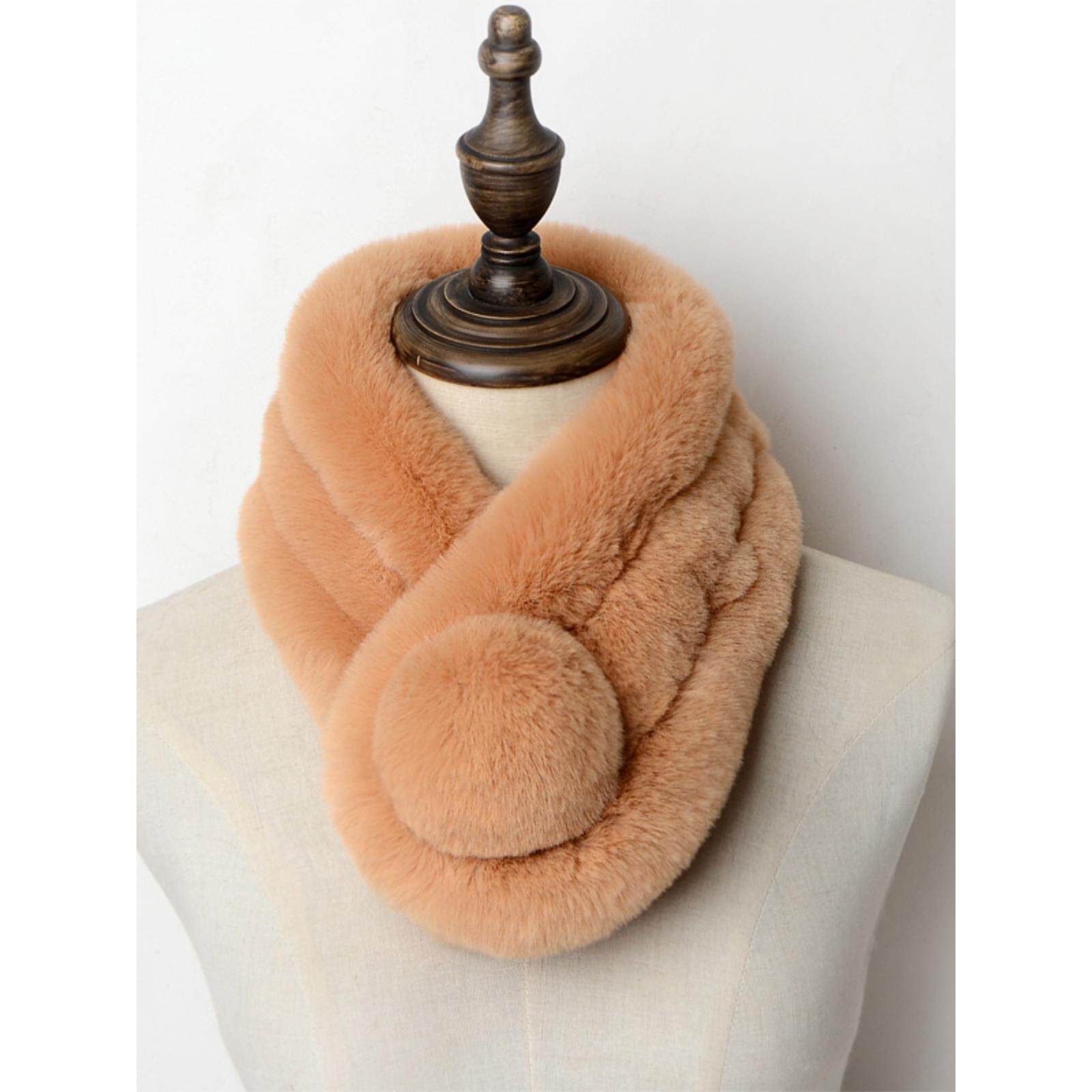 韩版冬季加厚毛绒围巾可爱保暖防兔毛皮草三管围脖时尚百搭女毛领