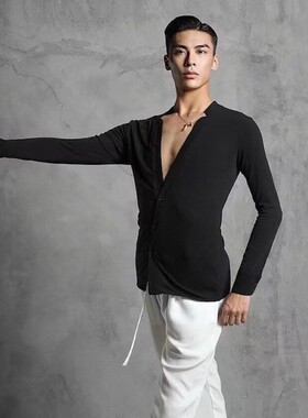 ZYM20603专业男士拉丁舞服上衣国标舞长袖男士练功舞蹈服装衬衫