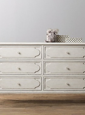 美国RH家具斗柜法式乡村复古橡木装饰柜美式实木边柜入户玄关柜