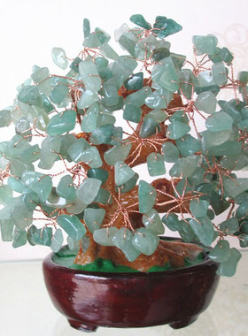 厂家创意礼物商务礼品天然绿东陵水晶招财树工艺家居饰品摆件