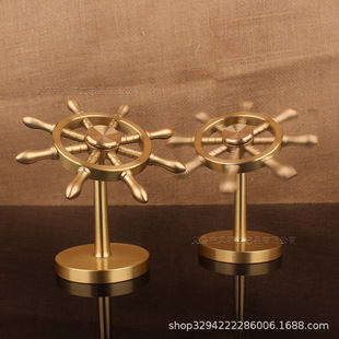黄铜领航舵摆件舵手领航者船舵酒店办公室桌面装饰品开业礼品